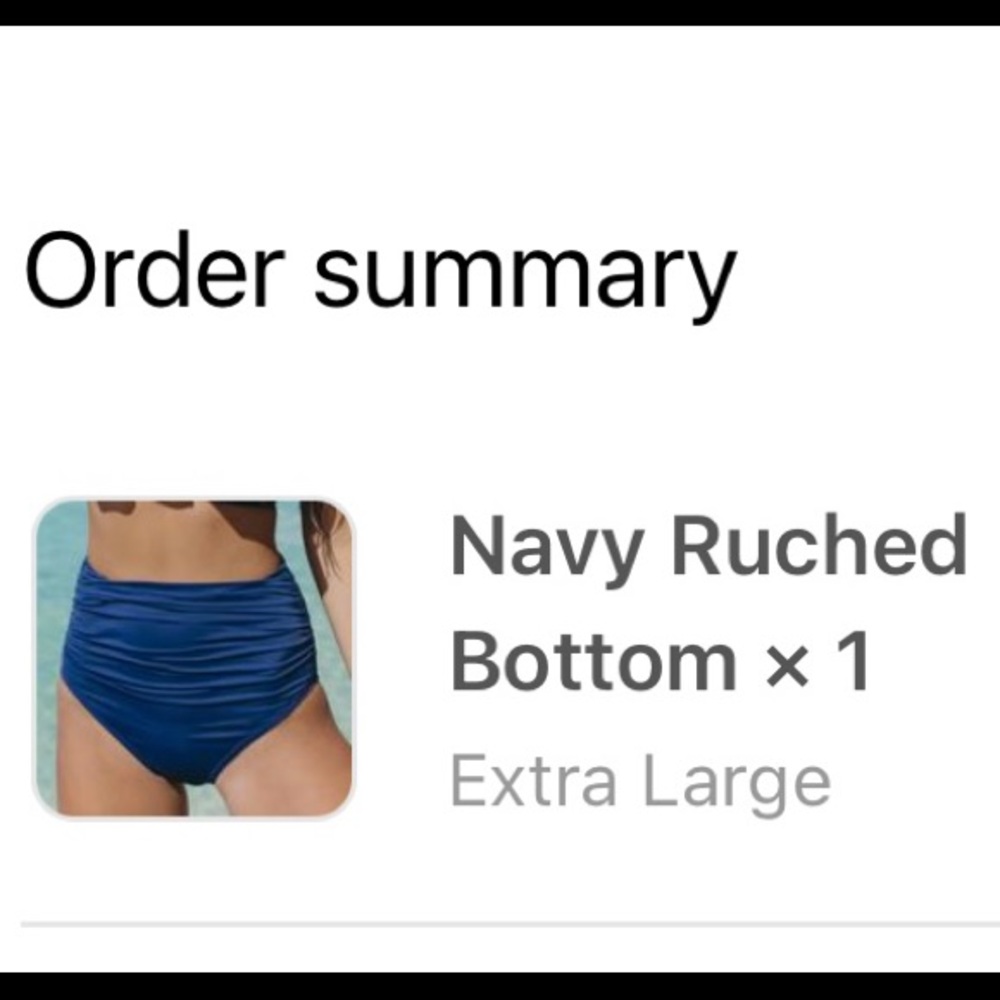 Navy high waist ruched swim bottom